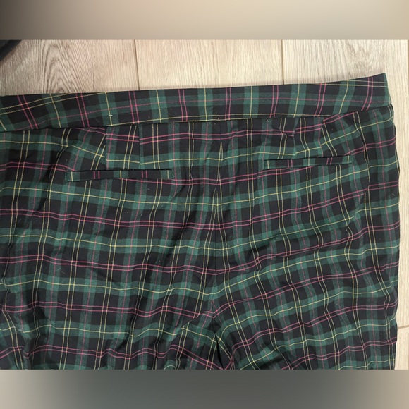 Plaid Ankle Pants - Green Plaid Wool - Picture 2 of 5